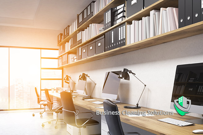 Sunlit office with natural lighting needs day cleaning