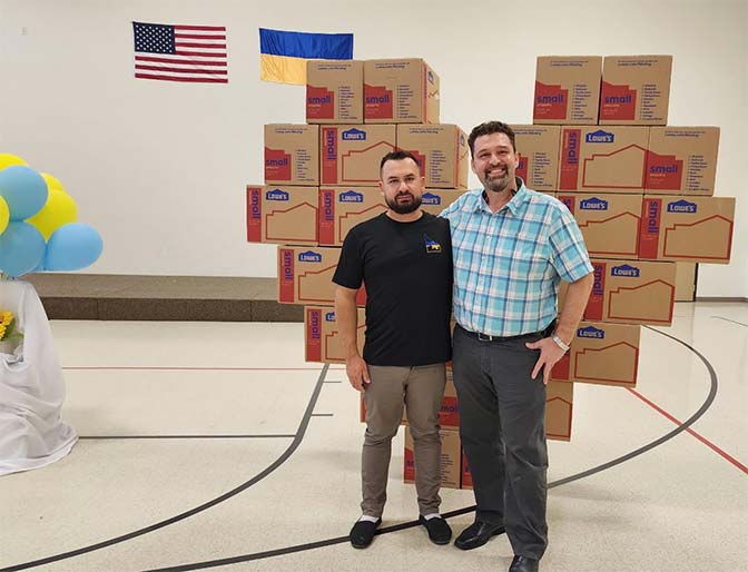 Business Cleaning Solutions purchasing boxes for Ukrainian Humanitarian Aid.