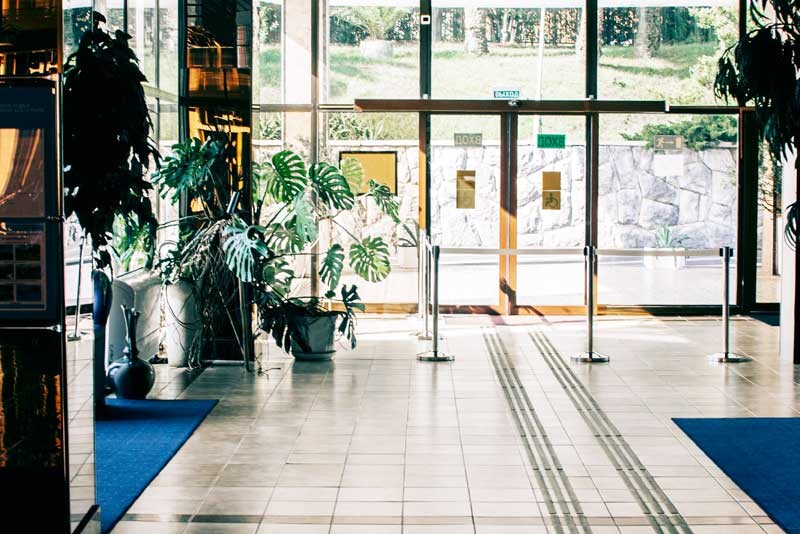 Commercial bank lobby with professional cleaning