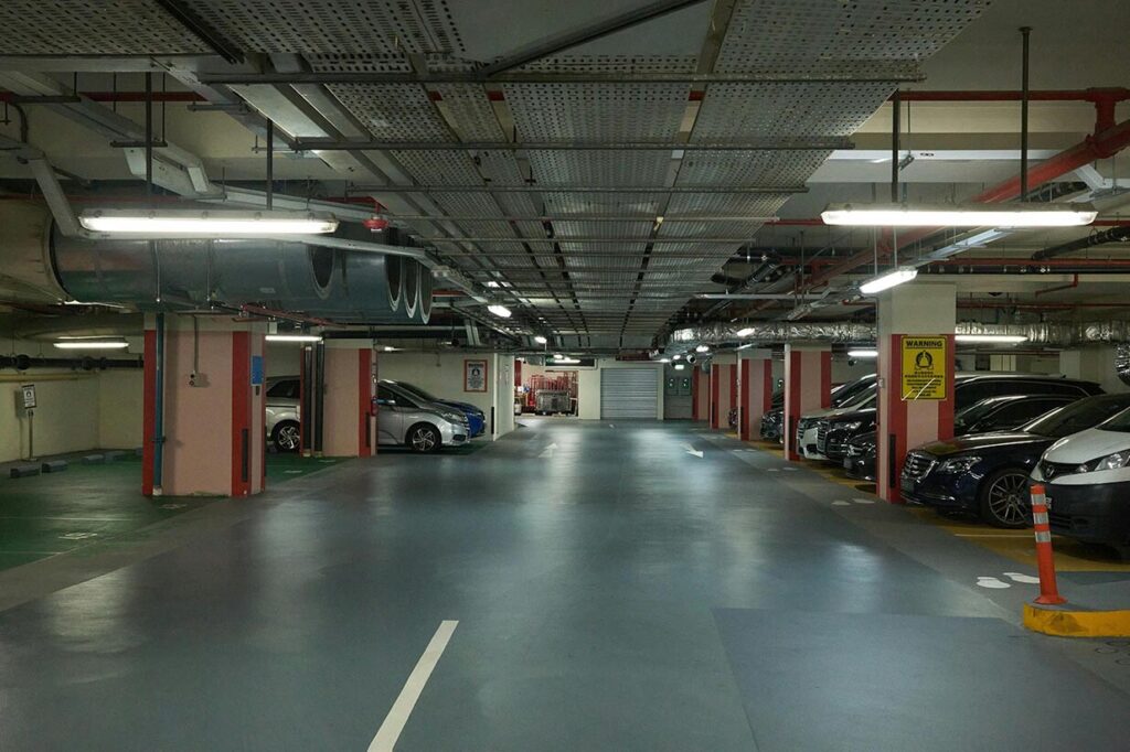 Clean commercial parking lot