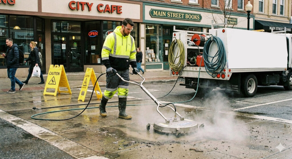 professional pressure washing of roadway