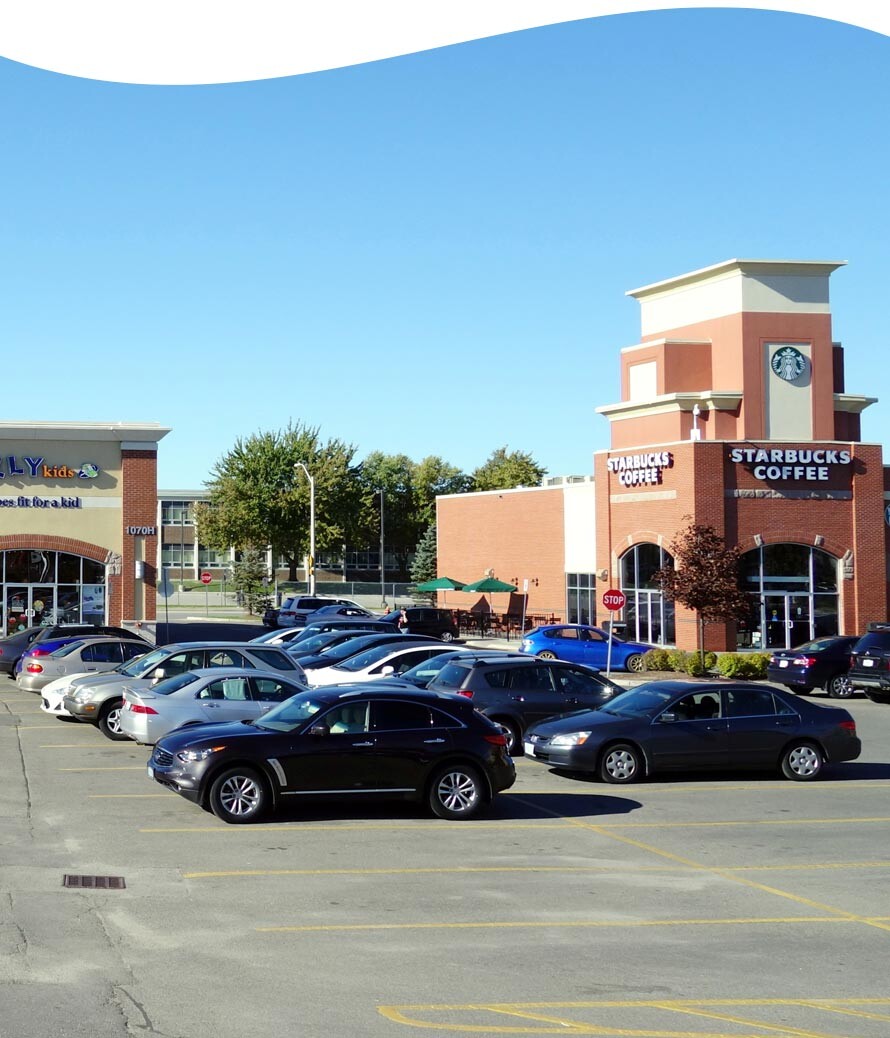 Retail strip mall parking lot