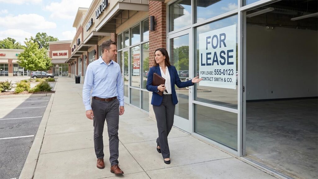 Property manager shows retail vacancy space.