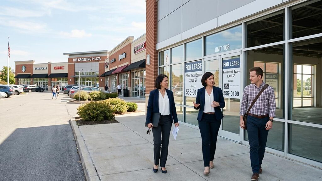 showing a vacant commercial retail space