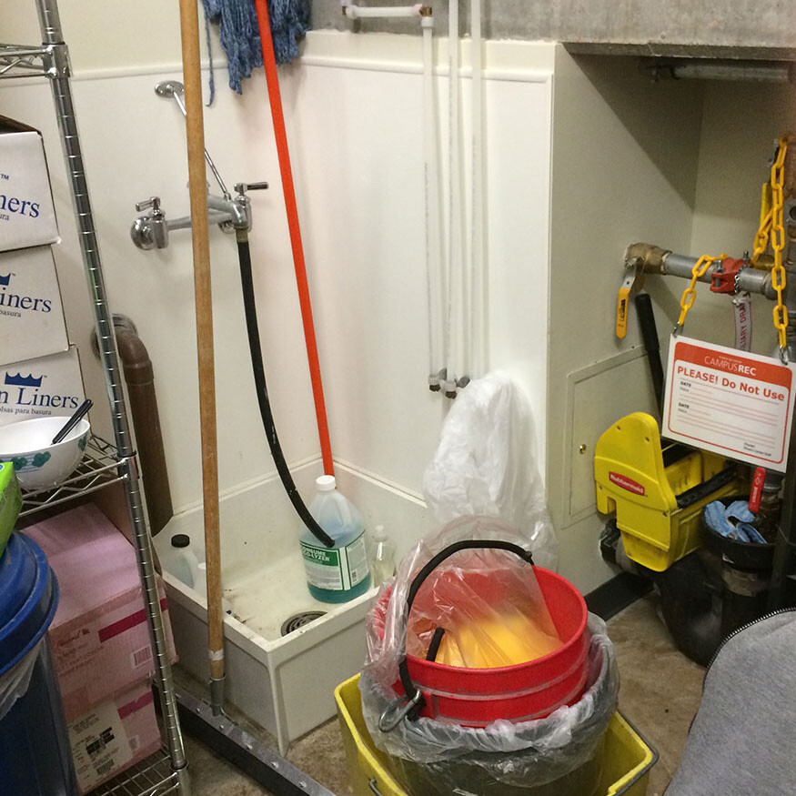 A busy janitorial closet