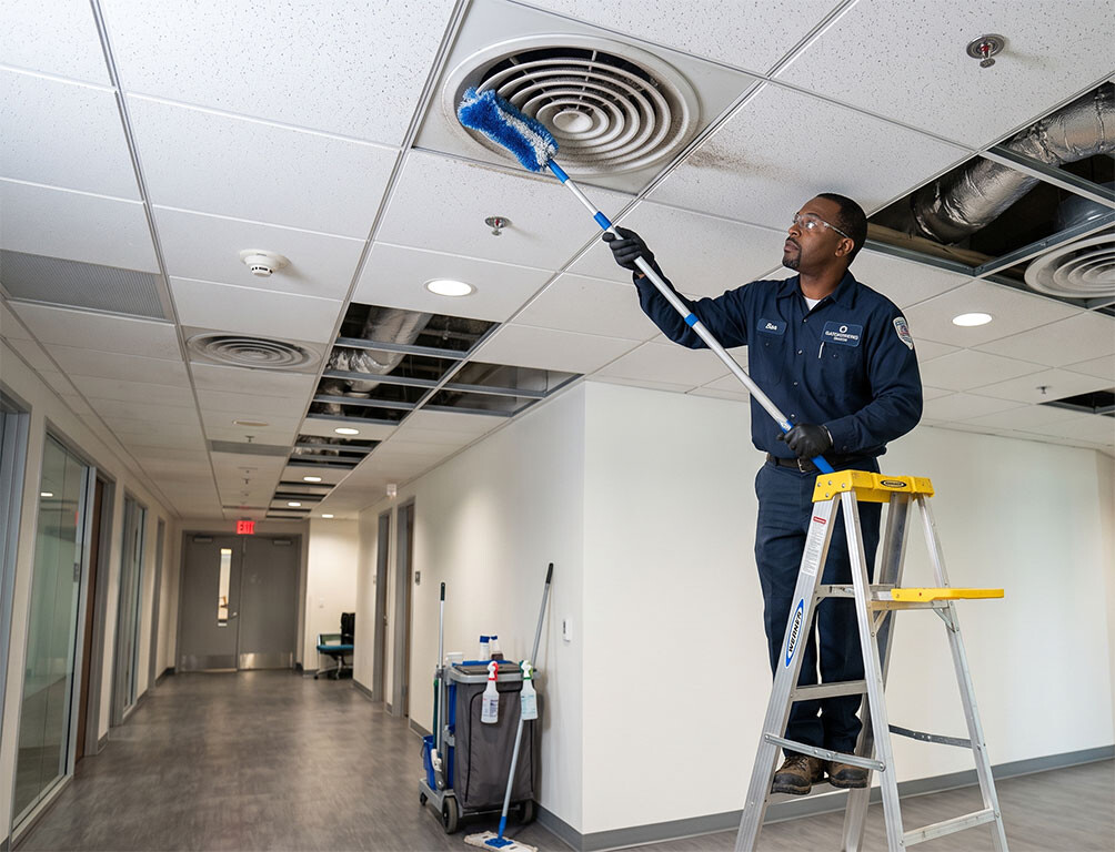 High dusting ceiling air vents