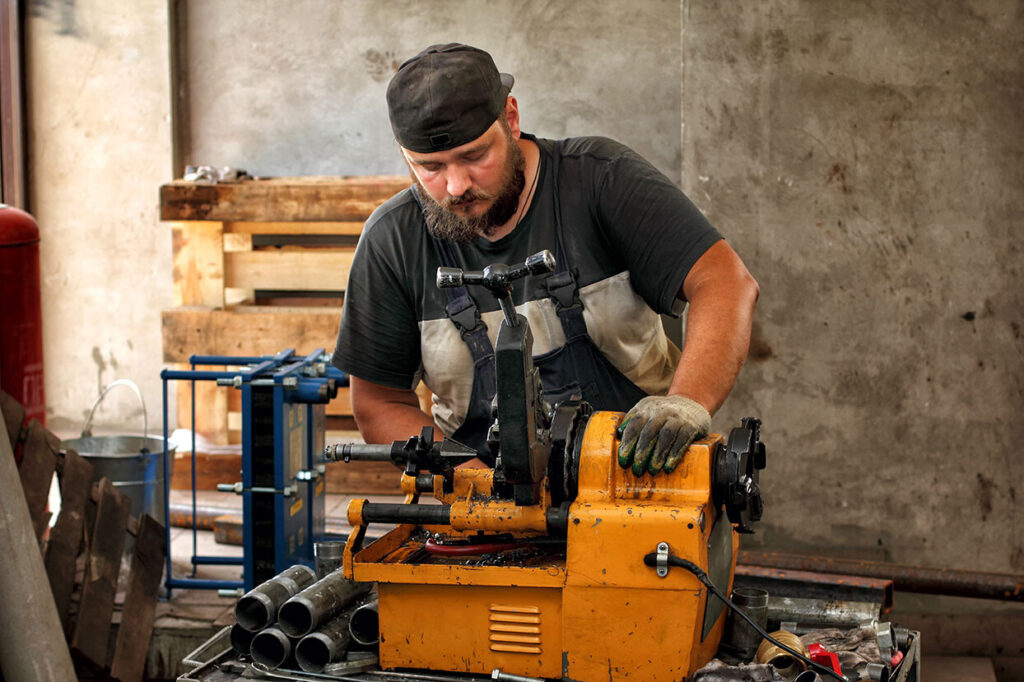 Proud machine shop worker