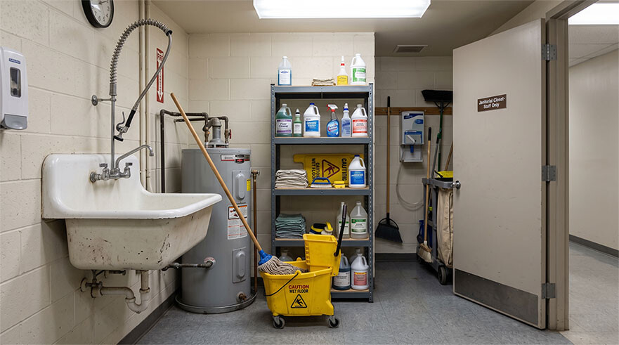 organized cleaning closet