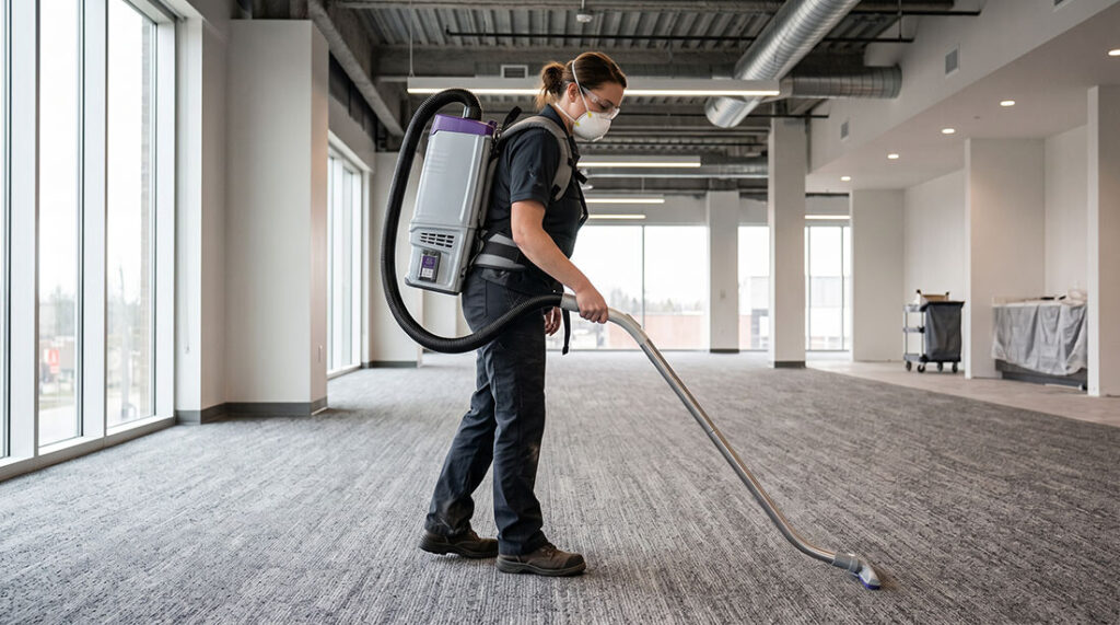 using a hepafilter vacuum to extract construction dust
